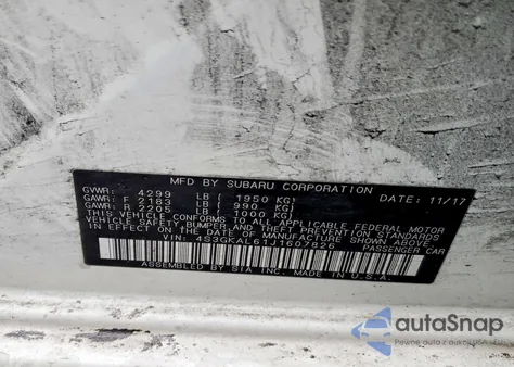 2018 Subaru Impreza Sport z USA, uszkodzony, nr VIN 4S3GKAL61J1607826